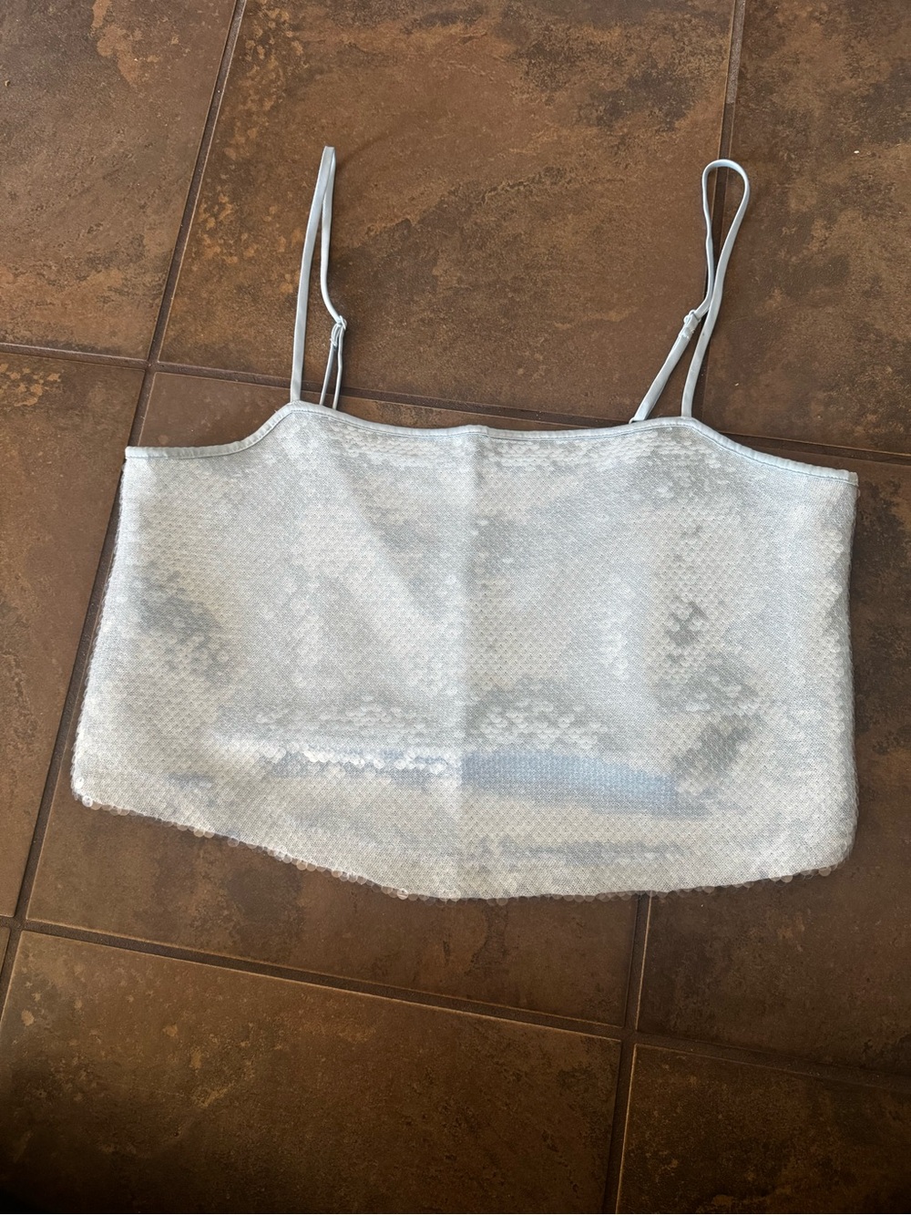 Abercrombie & Fitch Ice Blue Sequin Cami Crop Top